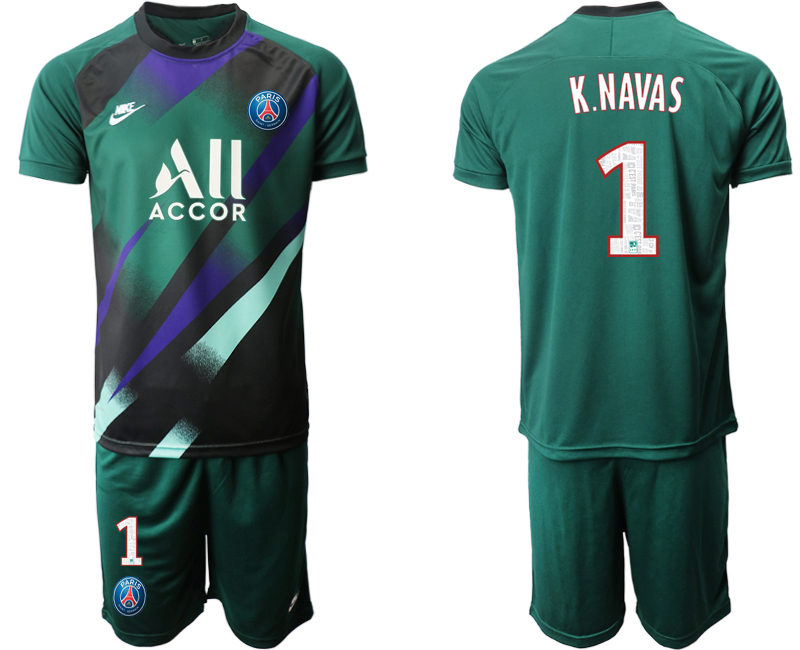 Men 2020-2021 club Paris St German Dark green goalkeeper #1 Soccer Jerseys->paris st german jersey->Soccer Club Jersey